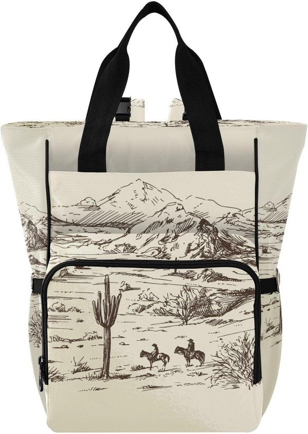Jihqo Diaper Bag Backpack West Desert with Cowboys Travel Diaper Bags for Women,