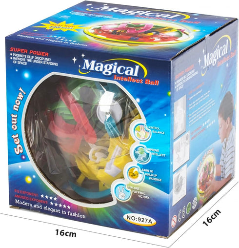 Maze Ball, 3D Interactive Maze Sphere Game (16cm, 6.3’’) with 118 Obstacles, Magical Brain Teasers for Kids