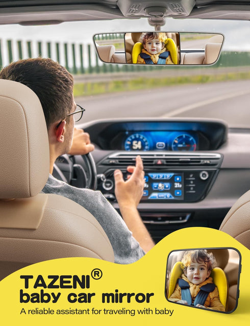 360 TAZENI Baby Car Mirror Hook Design Ultra Stable Car Seat Mirror for Baby Rear Facing Secure and Shatterproof