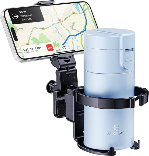 WixGear Stroller Cup Holder with Phone Stand, 2-in-1 Universal Holder for Stroller, Wheelchair, Walker