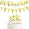 Gold Glitter Mi Bautizo Banner, Mi Bautizo Cake Topper Decorations, First Holy Communion Decorations for Baby Shower