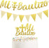 Gold Glitter Mi Bautizo Banner, Mi Bautizo Cake Topper Decorations, First Holy Communion Decorations for Baby Shower