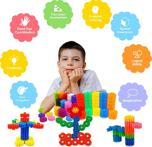 STEM Building Blocks Toys for Kids, Educational Gear Interlocking Construction Playset for Creativity