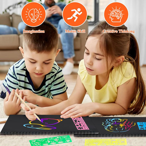 Cvvdycago 3-12 2 Pack Scratch Paper Art Crafts: Back to School Classroom Teacher Supplies Stocking Stuffers for Kids