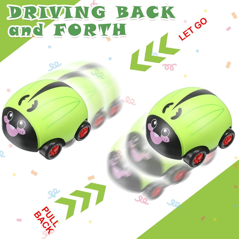 6 Pieces Animals Pull Back Cars - Friction Powered Vehicle Playset Toys for Kids (Vivid Style)