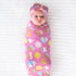 Set, Little Sleepies Swaddle & Headband Bow Viscose from Bamboo Baby Swaddles, Newborn Baby Girl Clothes (Luxe Pink