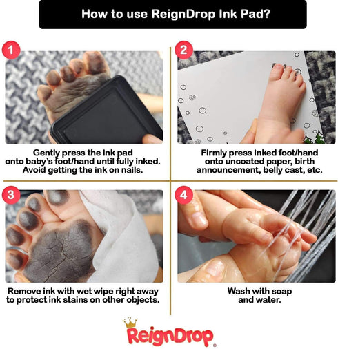 ReignDrop Ink Pad for Baby Footprint & Handprint, Smudge Proof, Easy to Wipe Off Skin, Acid Free (Red)