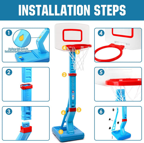 SUPER JOY Toddler Basketball Hoop - Height Adjustable Kids Basketball Hoop for Indoor Outdoor Play, Portable Goal