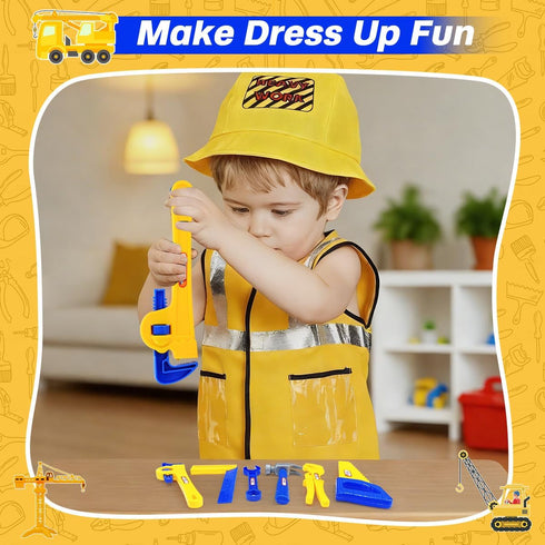 Fantspati Set, Set 3 4 5 6 7 Construction Worker Role Play Costume Dress-Up Costume Kids Construction Tool Toddler