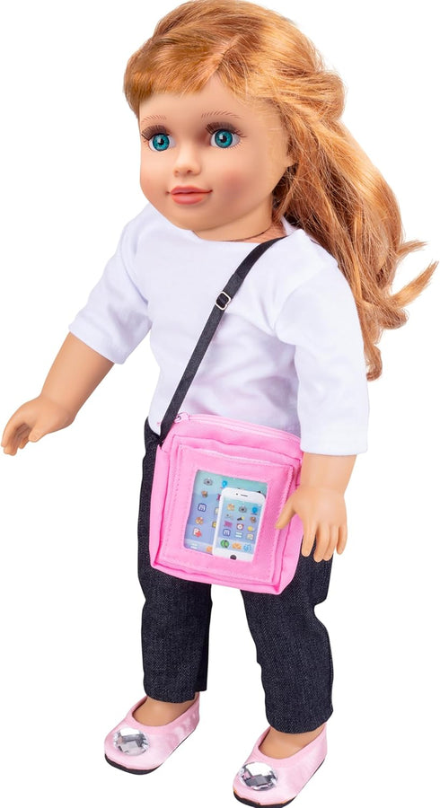 3pc Tech Set for American 18" Dolls with Cell Phone, Computer Tablet, and Accessory Bag - Premium Durable Metal