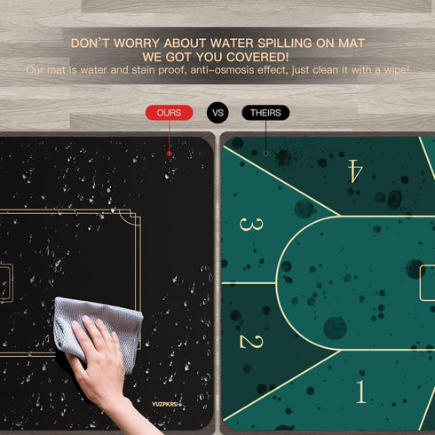 YUZPKRSI Texas Hold'em Poker Mat for 6 Players, Water Repellent Portable Poker Table Topper with Thicken Carrying Bags