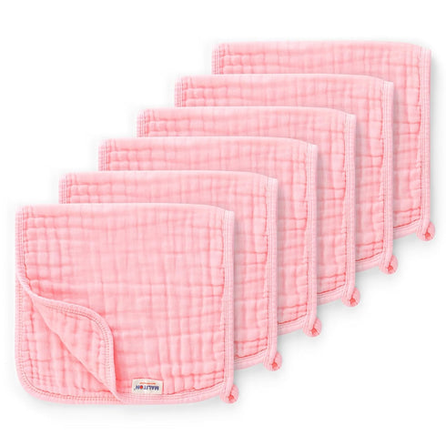 Maliton 6 Pack Muslin Burp Cloths for Baby Girls, Large 20''x10'', 100% Cotton, Absorbent & Soft