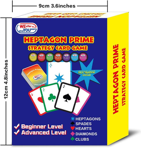 WEofferwhatYOUwant Heptagon Prime, Strategy Card Game for 3 to 8 Players, Family and Friends, Ages 9 Up.