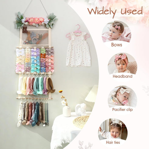 POVETIRE Headband Holder Hair Bows Organizer for Girls, Hair Accessories Display Storage Wall Hanging Decor for Baby