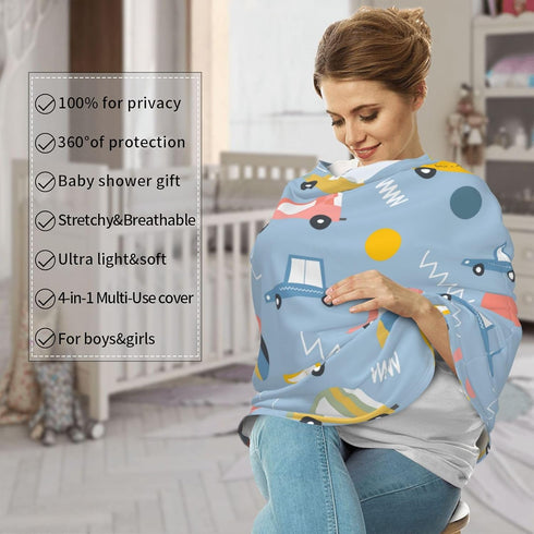 Schgap Cartoon Cars Car Seat Cover Canopy for Baby Nursing Cover Breastfeeding Baby Carrier Covers Carseat Canopy