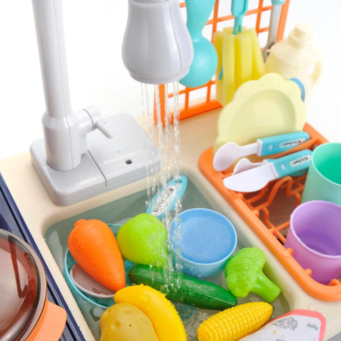 Playset Ages35 PowerTRC Play Sink with Running Water Toddler Kitchen w/Working Faucet, Stove, Lights & Sounds Role-Play