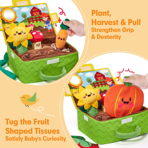 6-12 6 9 hahaland Baby Toys Months - Fruits Vegetables Garden Plant Plush - Month Old Toys Montessori Sensory Toy