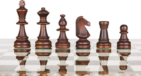 Staunton No. 6 Tournament Chess Pieces - Weighted Wooden Standard Chessmen with Felted Base