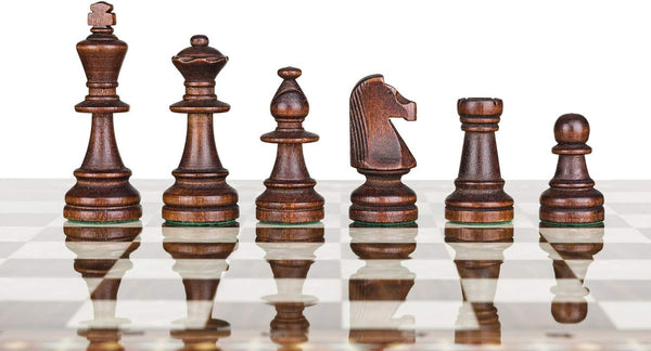 Staunton No. 6 Tournament Chess Pieces - Weighted Wooden Standard Chessmen with Felted Base