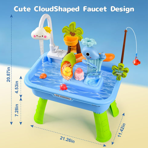 2026 3+ Upgraded Toddler Sand Water Table Toy with Electric Water Pump, Kids Sand Water with Faucet/Play Food