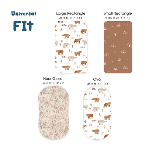 GRSSDER 3 Pack Stretchy Ultra Soft Bassinet Sheet, Universal Fit for Baby Cradle, Moses Basket, Stylish Print of Sunny