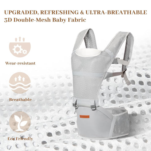 6-in-1 45lbs, Baby Carrier with Hip Seat, Ergonomic Detachable Infant Carrier Newborn to Toddler up to Full Breathable