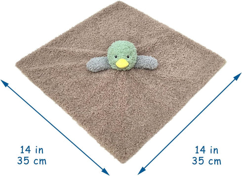 14 Inches Baby Mallard Duck Soft Stuffed Animal Security Blanket, Plush Green Duck Character Lovey Blanket, Baby