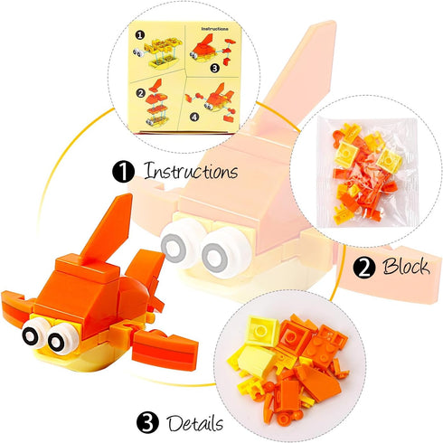 ,12PCS SetBuilding Sets Party Favors for Kids Goodie Bags Mini Building Blocks Ocean Animal, Sea Creatures Building
