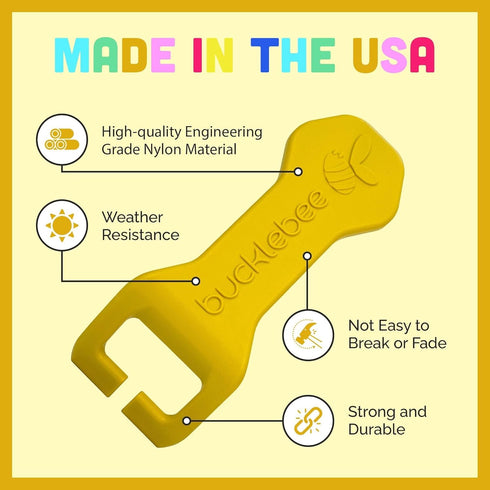 Bucklebee Easy Car Seat Buckle Release Aid - Button Pusher Tool for Children - 1 Pack Yellow