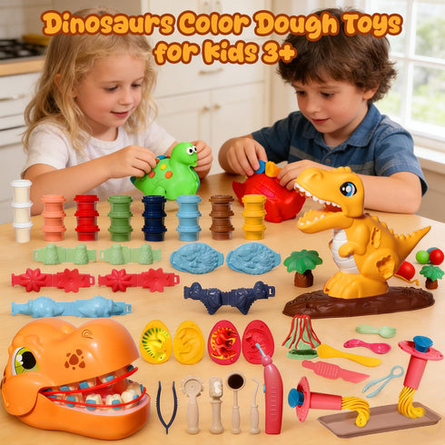 Merimon Sets, Set, Set, 3+ (5 1-73 Dinosaur Color Dough Includes Dino Dentist Play Tyrannosaurus Rex Jungle Dinosaur