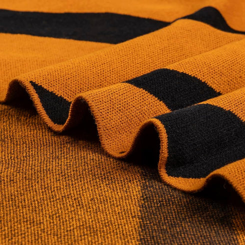 Moyra Collective Hooded Baby Blanket Knitted Cotton | Soft & Breathable Newborn & Infant Blanket | Tiger Design |