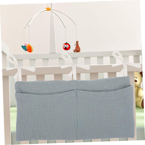 ibasenice Bed Organizer Cotton Stroller Storage Bag Multi-purpose Hanging Pouch for Toys Pacifiers and Milk Bottles