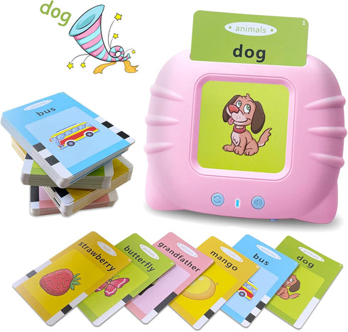 Talking Flash Cards for Toddlers - Montessori Educational Toys - Learning Flashcards Age 2 3 4 5 6 - Pink