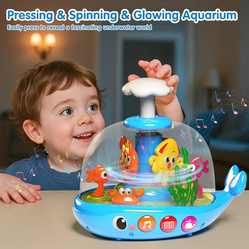 6-12 1 1st 6 7 8 9 10 11 12Month Baby Toys Months, Press & Glow & Spin Infant Toys, Cause and Effect Baby Musical Toys