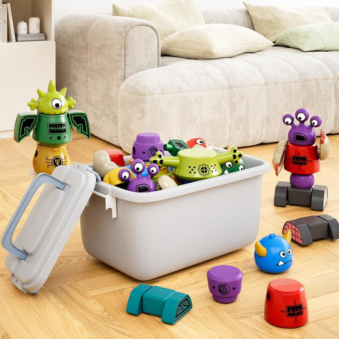3-5 5-7 Set 3-8 MSKOLER Magnet Robot Toys for Kids - Magnetism Stacking Transform Boys Toys for Ages with Storage Box