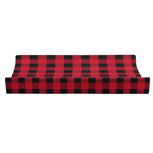 Woodland-Themed Baby Changing Pad Cover - Buffalo Plaid Design