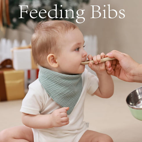 PurlHaven 8 Pack Muslin Bibs, Baby Bandana Drool Bibs,Extra Absorbent Soft Cotton,Baby Bib for Drooling and Teething