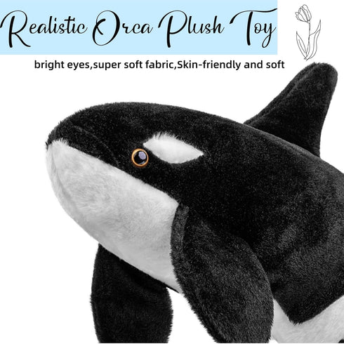FRANKIEZHOU Giant Orca Stuffed Animal - Lifelike 27.6" Plush Killer Whale, Cuddly Toy for Boys and Girls