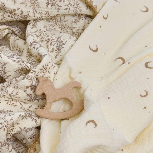 Gunnaicat 100% 40x40 Inch Double Layered Cotton Muslin Baby Blanket Ultra-Soft Swaddling Nursery Crib BlanketLeaves