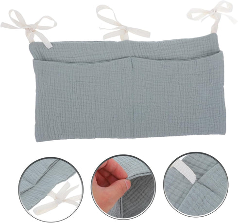ibasenice Bed Organizer Cotton Stroller Storage Bag Multi-purpose Hanging Pouch for Toys Pacifiers and Milk Bottles