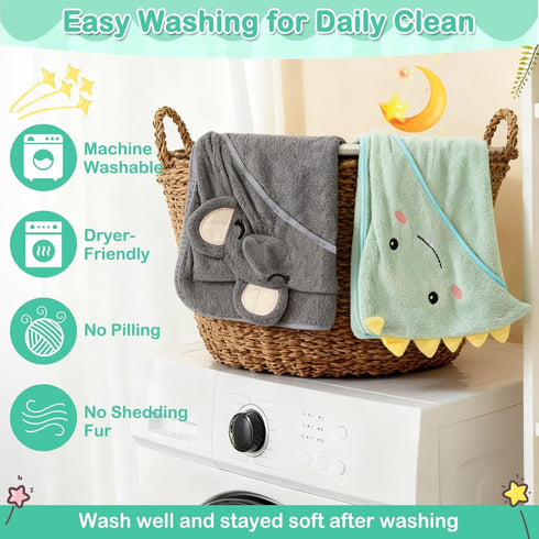 Sublaga 12 Set, 3 32x32 9 Pcs Baby Towels and Washcloths Hooded Baby Towel, Soft and Absorbent Baby Bath Towels, PCS