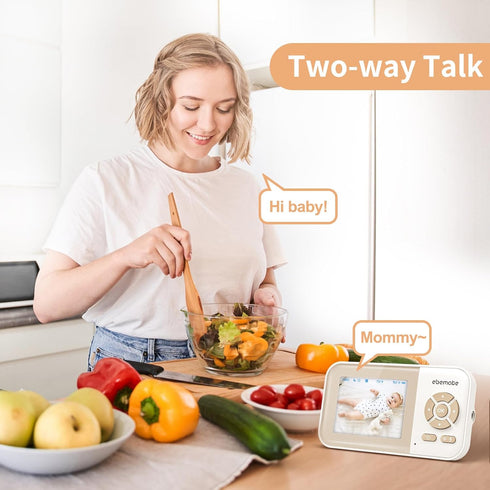ebemate Video Baby Monitor Camera, 2.8" LCD Screen, No Glow Night Vision, 2-Way Talk, 1200FT Range EBE28