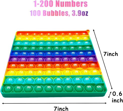 Double Side Pop It 1 100 200 - Chart, Numbers, Row Counter for Knitting Crochet, Educational Sensory Toy
