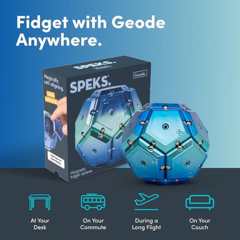 14+ Speks Geode Magnetic Fidget Toy | Sensory Desk Toy for Adults & Teens | Stress Relief Gift | Sphere, Blue