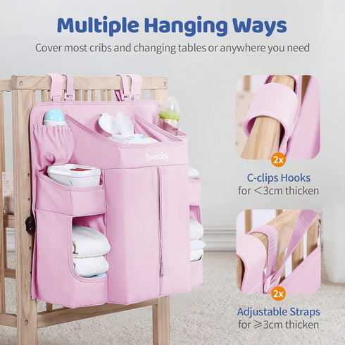Hanging Diaper Caddy for Crib and Changing Table - Stylish Organizer for Baby Essentials