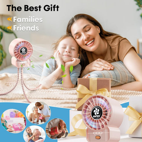 4 AMTIFO Pink Stroller Fan - USB Rechargeable, Quiet Cooling, Adjustable Speeds, Portable Baby Fan for Strollers, Car