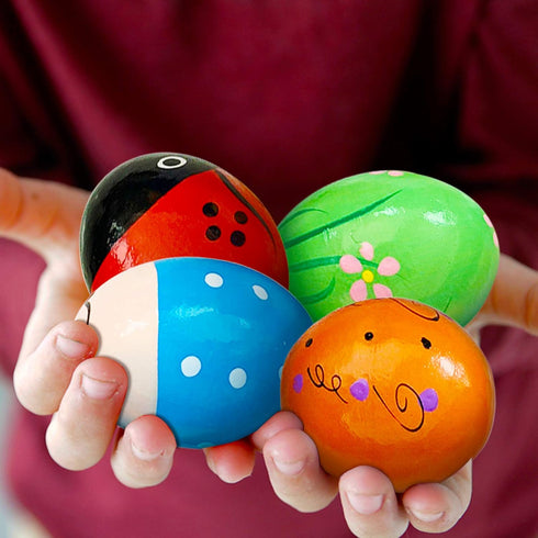 8 PCS Easter Wooden Eggs Shakers, Musical Instruments Decorations, Maracas Craft for Kids, Basket Stuffers