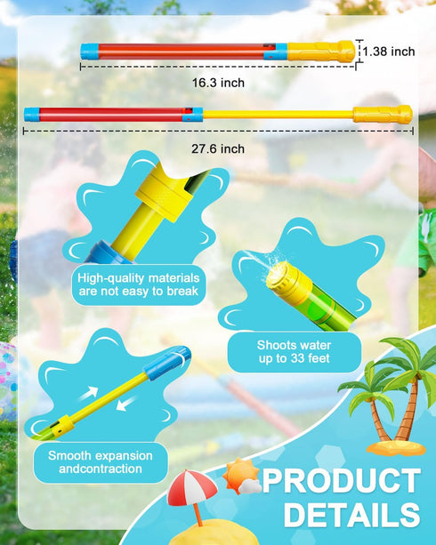 Water Gun - 3 Pack Super Soaker Squirt Gun Blasters for Kids - Summer Water Game Fighting Toys for Beach, Pool