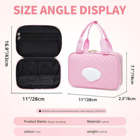 Diaper Clutch Bag with Wipes Pocket, Mini Organizing Pouches for Baby Travel Essential, Stroller Diaper Bag, Pink