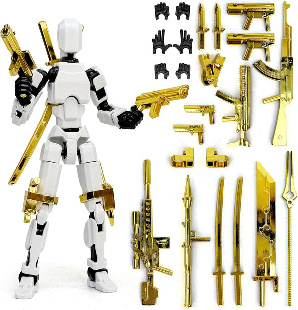 PkghoKids 3D Printed Action Figure, T13 Robot with 13 Movable Parts, Desktop Decoration,